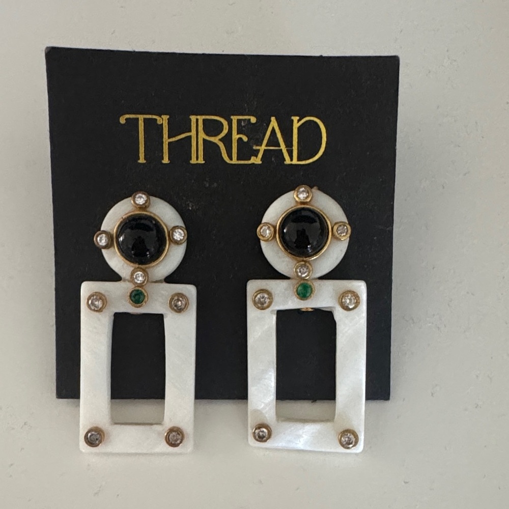 White and Black Geometric Earrings